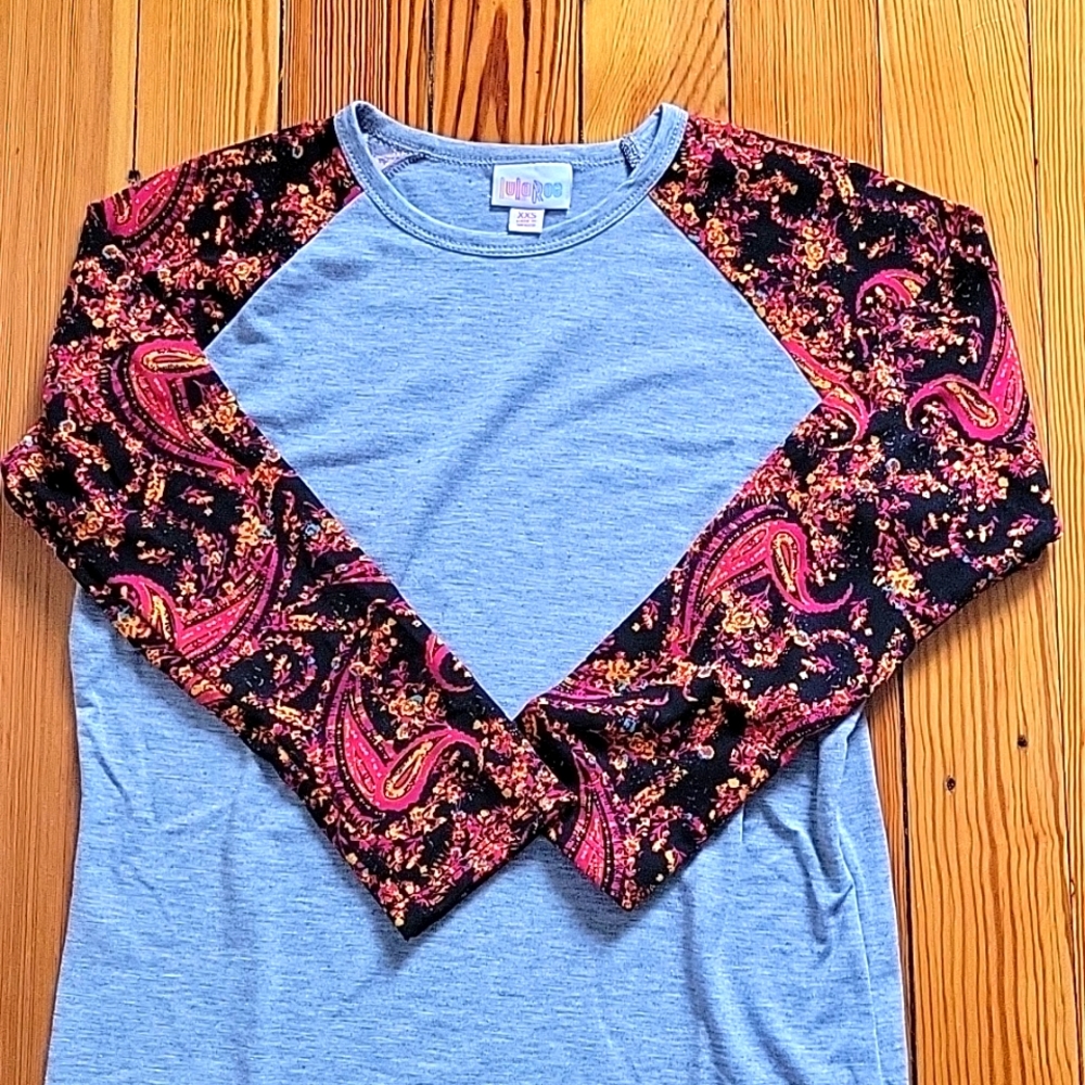 Lularoe Randy Size XXS - Heather Light Gray Baseball Tee